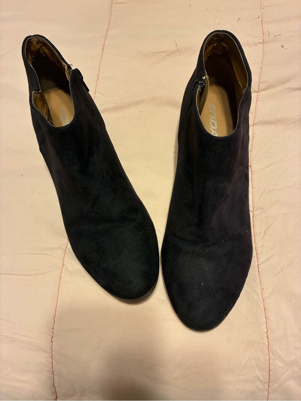 Soda Black Suede Ankle Booties with Side Zip Detail